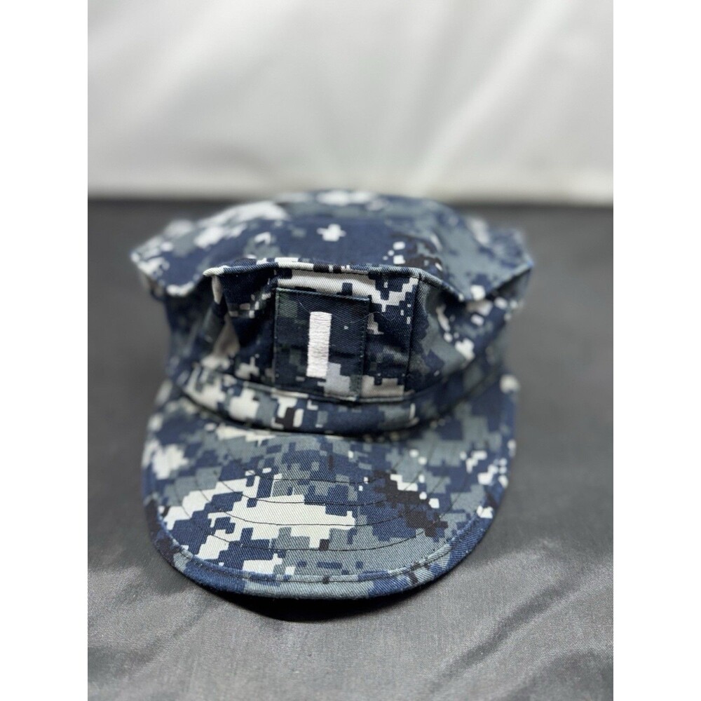 US Navy Hat Military Working Utility Cap Blueberry Digital Camo Vtg USA 7 5/8
